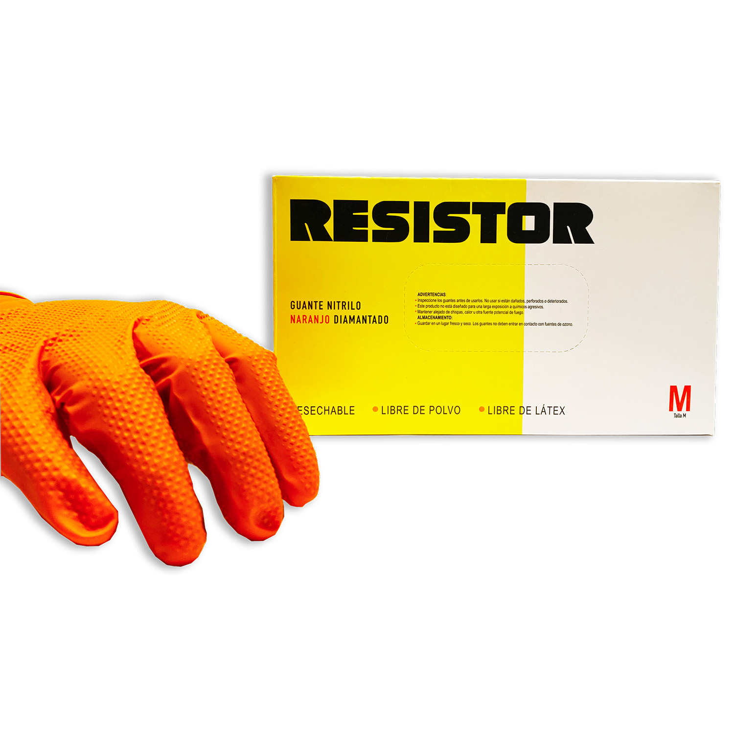 Guante Nitrilo Desechable Naranjo Resistor - Imagen 3